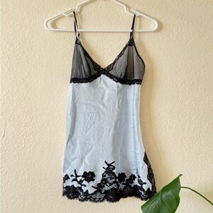 Elegant Black and Blue Lace Chemise